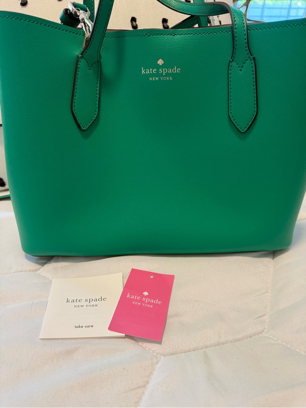 kate spade Flower Jacquard Small Tote Green Small Tote NWT